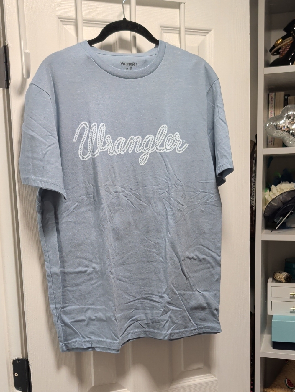 NWOT Wrangler Light Blue Short-Sleeve Logo Tee
